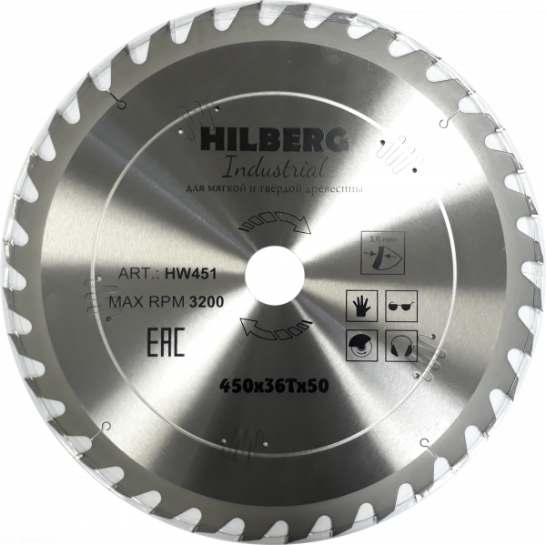 Пильный диск Hilberg Industrial Дерево 450 мм (36T)