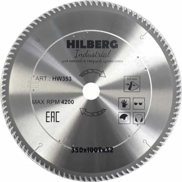 Пильный диск Hilberg Industrial Дерево 350 мм (100T)