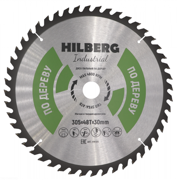 Пильный диск Hilberg Industrial Дерево 305 мм (48T)