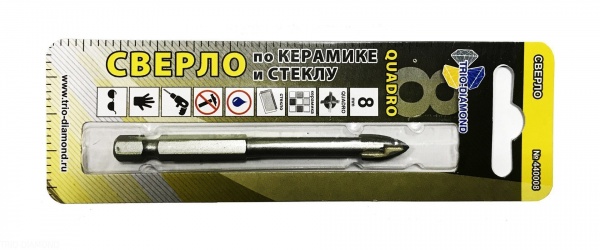 Сверло по керамике и стеклу Trio Diamond Quadro 8