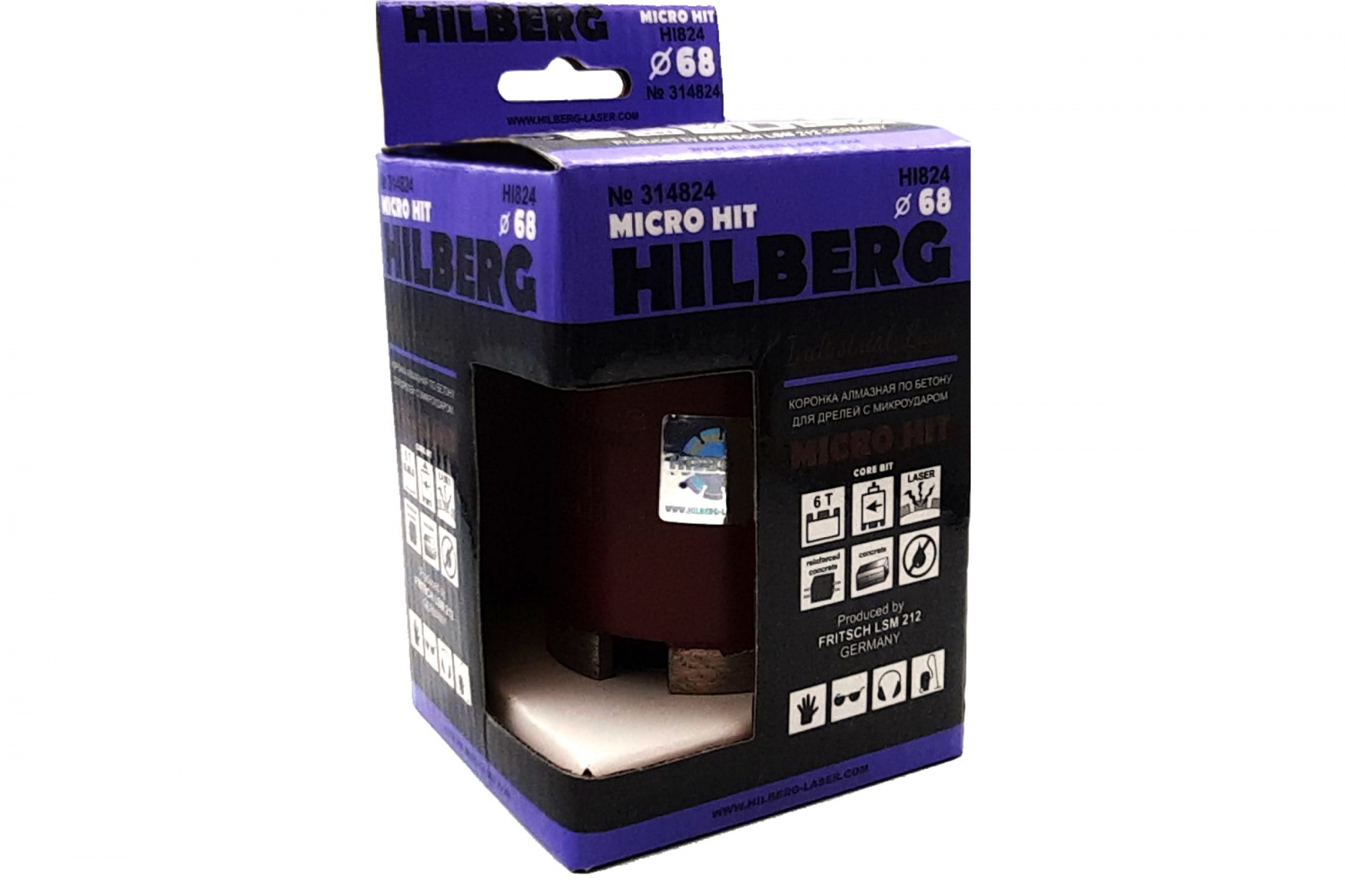 Алмазная коронка Hilberg Industrial Laser Micro Hit 6T 68 мм